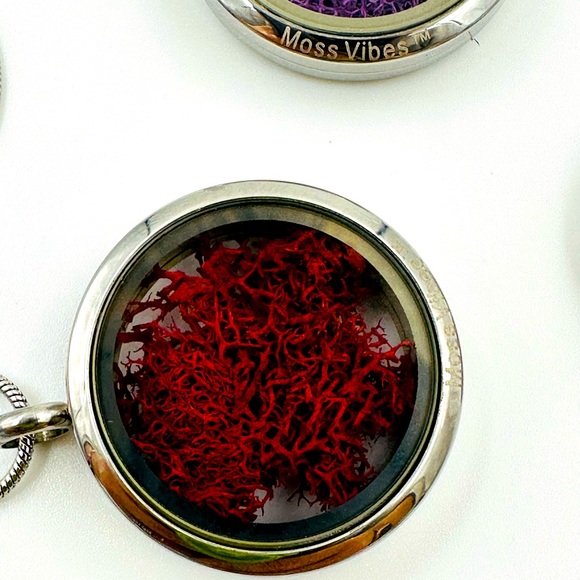 Eternal Moss Locket Pendant Necklace- Scarlet Red - Picture 3 of 9
